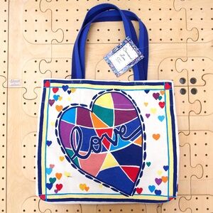 NWT Brighton Cherished LOVE Large Rainbow Canvas Tote